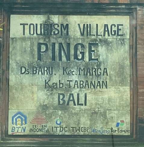 Tourism village sign at Pinge, Tabanan, Bali