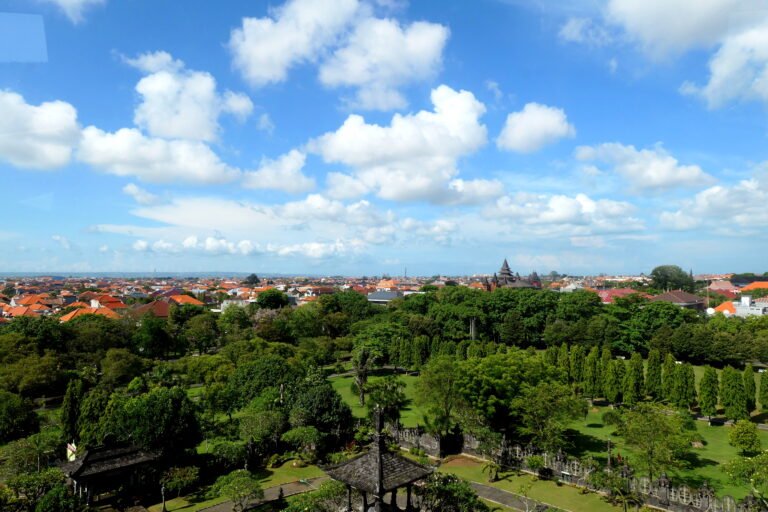 View south over the gardens and grounds of Puputan Margarana Square, Renon, Denpasar, from Bajra Sandhi Monument.