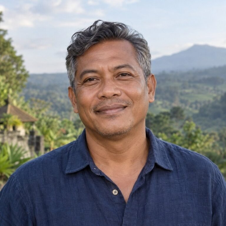 AI-generated portrait of fictional driver Nyoman Arta
